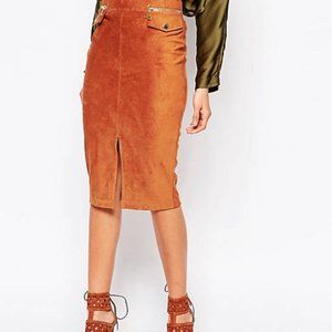 River Island Suedette Pocket Detail Pencil Skirt